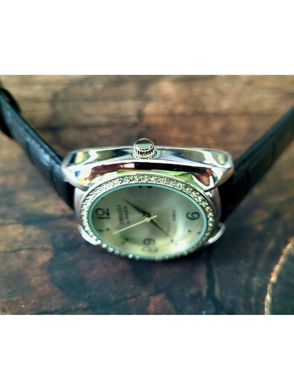 Rare Paved Bezel Gruen Embassy Retro Mens Satin Dial Watch - Picture 5 of 7